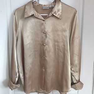 Silk long sleeve button up shirt